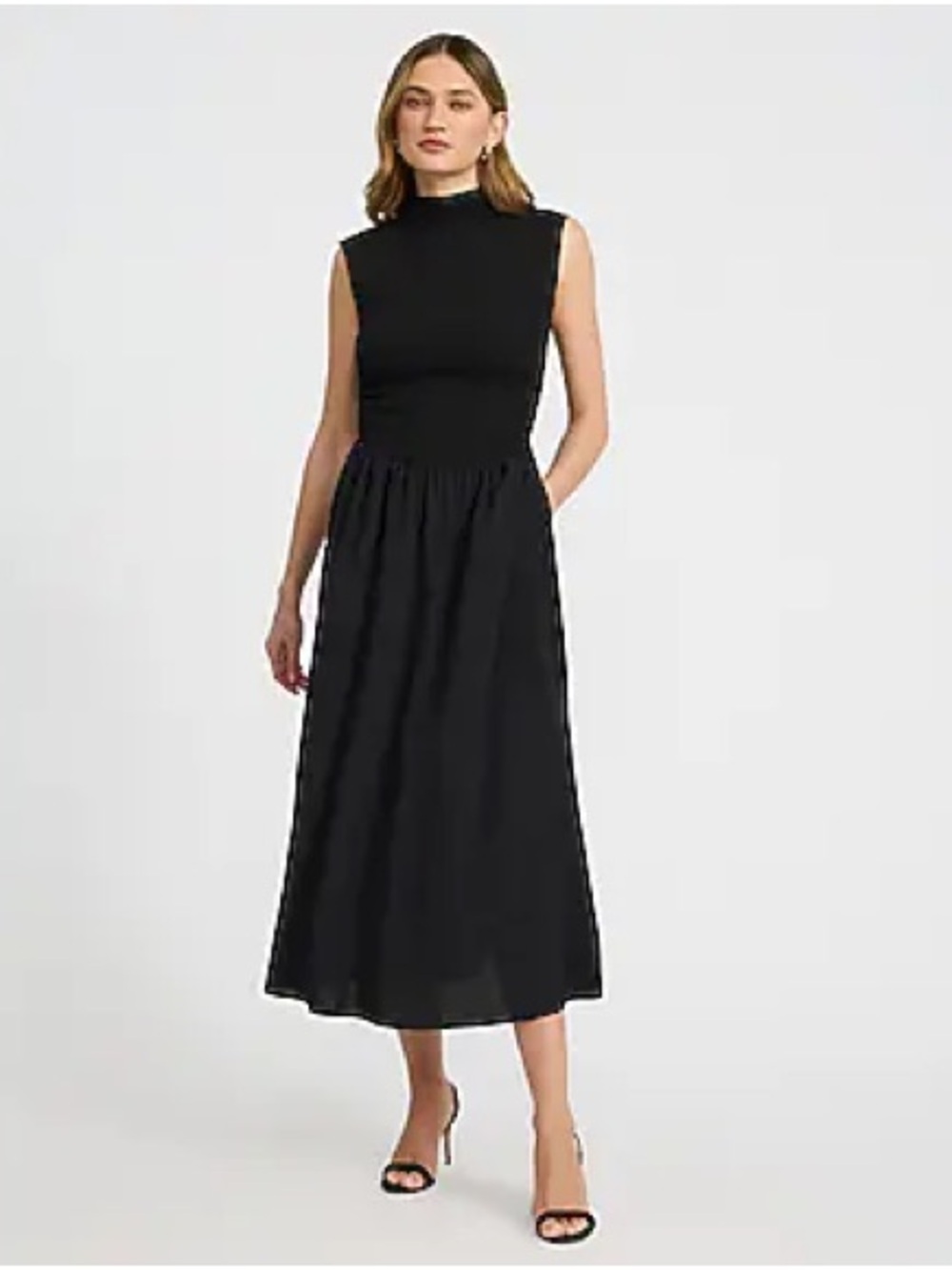 NWT MIUSOL Black Draped Sleeveless Maxi Dress Size M